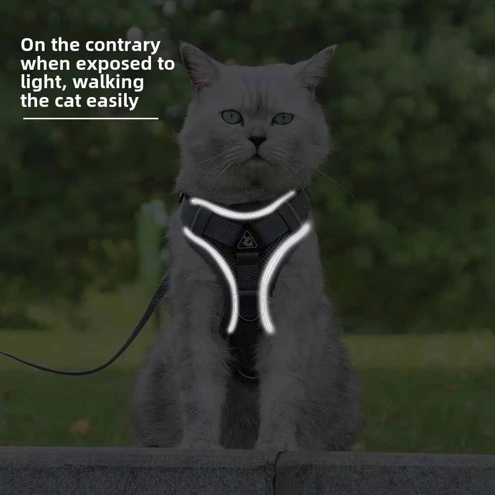 Cat Harness and Leash Set Escape Proof for Small Medium Dog Cat Breathable Reflective Adjustable Kitten Chest Strap Pet Supplies