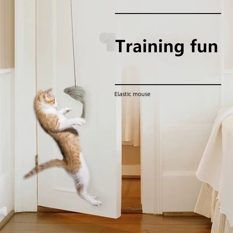 Interactive Cat Toy Hanging Clip Door Plush Mouse Self-Hi Hanging Door Elastic Funny Cat Toy Juguetes Para Gatos Rascador Gato