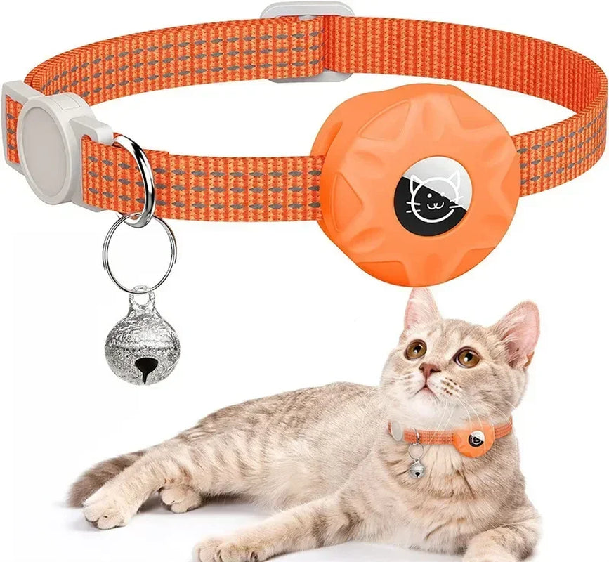 Anti-Lost Pet Cat Collar with Airtag Holder,For Apple Air Tag Positioning Kitten Collar with Reflective Cat Necklace Accessories