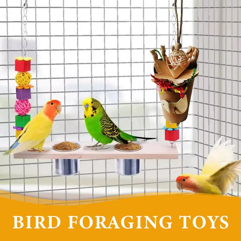 Bird Toys Parrot Foraging Hangable Toys Unique Lovebird Cage Accessories Parakeet Paper Foraging Tube for Cockatiel Budgies
