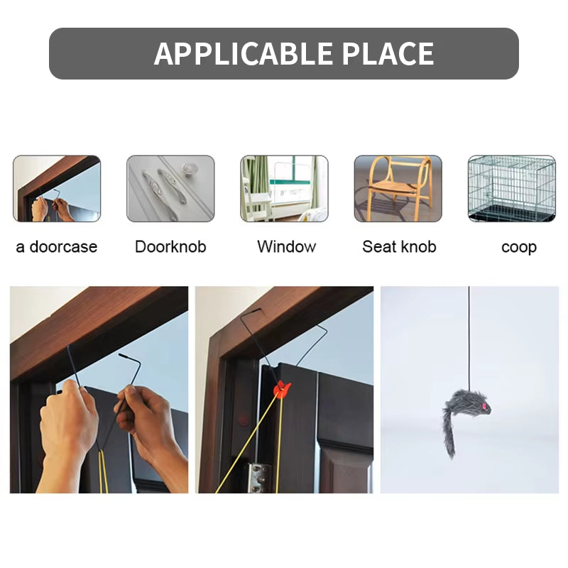 Interactive Cat Toy Hanging Clip Door Plush Mouse Self-Hi Hanging Door Elastic Funny Cat Toy Juguetes Para Gatos Rascador Gato
